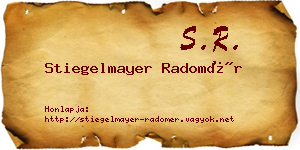 Stiegelmayer Radomér névjegykártya